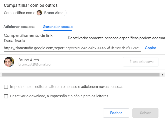 Compartilhando seus relatórios no Google Data Studio