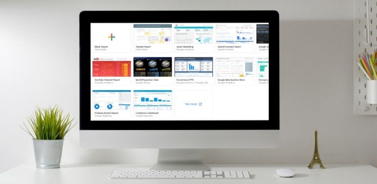 Escolhendo um modelo de dashboard no Google Data Studio