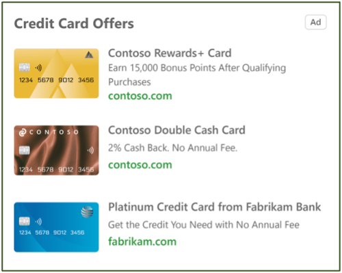 Figura 1 de exemplo de anúncio de cartão de crédito